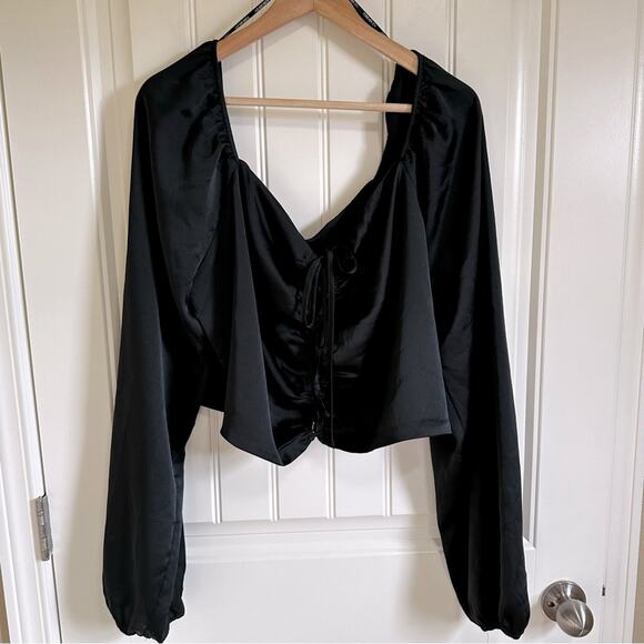 Forever‎ 21 women’s peasant blouse 3x black - Picture 2 of 7